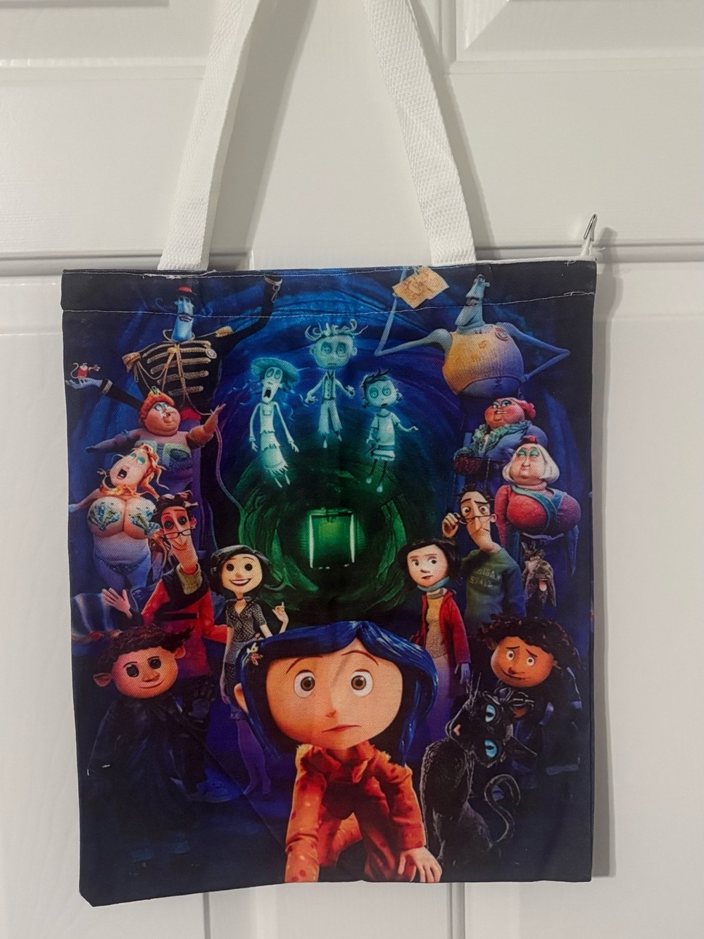 Coraline Halloween Canvas Tote Bag Zipper Double-Sided Graphic 12x14